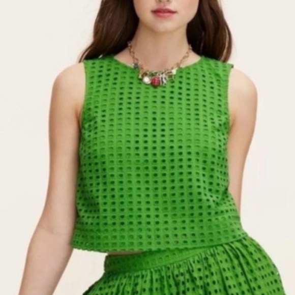 kate spade x Target Green Women's Eyelet Shell Tank Top Large NEW - Picture 1 of 4